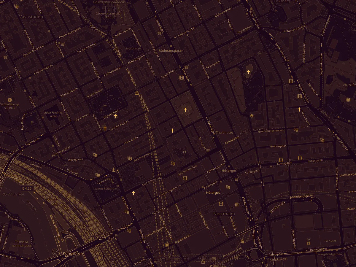 Map showing Stockholm Salsa Dance on Adolf Fredriks Kyrkogata 13 in central Stockholm